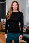 Yala Superfine Merino Wool Women Long Sleeve Top - Black