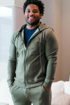 Yala Joey Men's Zip-Up Bamboo & Organic Cotton Sweatshirt Hooded Jacket - Moss