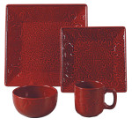 HiEnd Accents Savannah 16pc Ceramic Dinnerware Set - Red