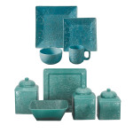 HiEnd Accents Savannah 21pc Dinnerware and Canister Set - Turquoise