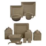 HiEnd Accents Savannah 24pc Dinnerware and Canister Set - Taupe