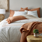 TL at Home Alice Duvet Cover - Clay Linen/White Sateen