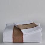 TL at Home Stella Duvet Cover - Tawny Linen Trim/White Sateen