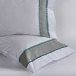 TL at Home Stella Pillow Sham - Mist Linen Trim/White Percale