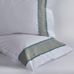 TL at Home Stella Pillow Sham - Mist Linen Trim/Eggshell Sateen