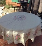 Provence Coated Cotton Round Tablecloths - Villacroze Natural 