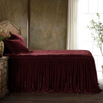 HiEnd Accents Stella Faux Silk Velvet Bedspread Set - Garnet Red