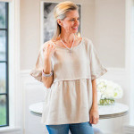 Crown Linen Carley Top - Soft Flax