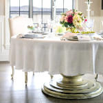 Crown Linen 90" Round Provence Tablecloth - Off White