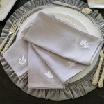 Crown Linen Firenze Washed Napkin Set - Grey (White)