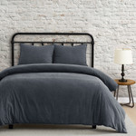 Paseo Road Stonewashed Cotton Canvas Duvet Cover Set - Charcoal