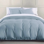 HiEnd Accents Hera Washed Linen Flange Comforter Set - Light Blue