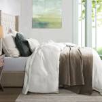 HiEnd Accents Hera Washed Linen Flange Comforter Set - White