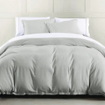 HiEnd Accents Hera Washed Linen Flange Comforter Set - Light Gray