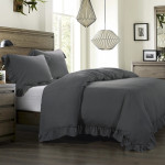 HiEnd Accents Lily Washed Linen Ruffled Duvet Cover - Slate