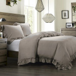 HiEnd Accents Lily Washed Linen Ruffled Duvet Cover - Taupe