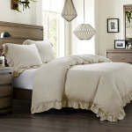 HiEnd Accents Lily Washed Linen Ruffled Duvet Cover - Light Tan