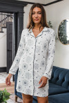 Yala Amber Classic Button Front Bamboo Nightshirt - Celestial