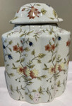 Oval Flower and Vine Crackled Porcelain Vase/Jar