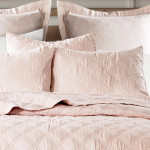 Levtex Home Washed Linen Quilted Pillow Sham Set - Blush