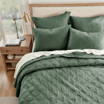 Levtex Home Washed Linen Quilted Pillow Sham Set - Forest Green