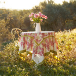 French Tablecloth Wisteria - Green & Pink