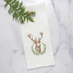 Arte Italica Laurel Wreath Stag Towels, Set of 2  - White