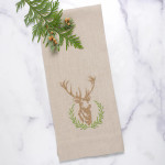 Arte Italica Laurel Wreath Stag Towels, Set of 2  - Soft Flax