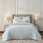 Orchids Lux Home Logan Quilt - Sky