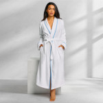 Kassatex Home Turkish Cotton Piped Robe - Cornflower Blue