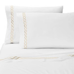 Kassatex Home Catena Embroidered Percale Sheet Set - Taupe