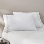 Kassatex Home Catena Embroidered Percale Sheet Set - Silver