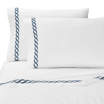 Kassatex Home Catena Embroidered Percale Sheet Set - Navy