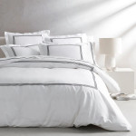 Kassatex Home Strada Embroidered Percale Duvet Cover - Black