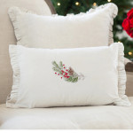 Crown Linen Design Natale Sprig Velvet Décor Pillow 