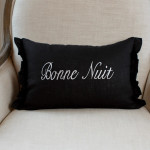 Crown Linen Design Bonjour Bonne Nuit Linen Décor Pillow 