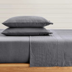 Levtex Home French Flax Washed Linen Sheet Set - Charcoal
