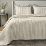 Ann Gish Rib Coverlet Set - Bone