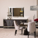 Michael Amini Carmela Console Table - Glossy Charcoal
