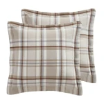Levtex Home Spencer Plaid Flannel Euro Shams (set of 2) - Neutral