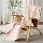 Levtex Home French Flax Washed Linen Quilted Throw - Blush