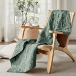 Levtex Home French Flax Washed Linen Quilted Throw - Forest Green