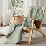 Levtex Home French Flax Washed Linen Quilted Throw - Sage