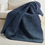 Levtex Home Velvet Stiched Quilted Throw - Navy