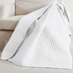 Levtex Home Velvet Stiched Quilted Throw - Off-White