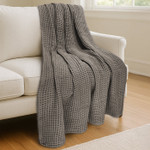 Levtex Home Waffle Blanket Throw - Dark Grey
