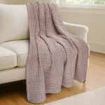 Levtex Home Waffle Blanket Throw - Blush