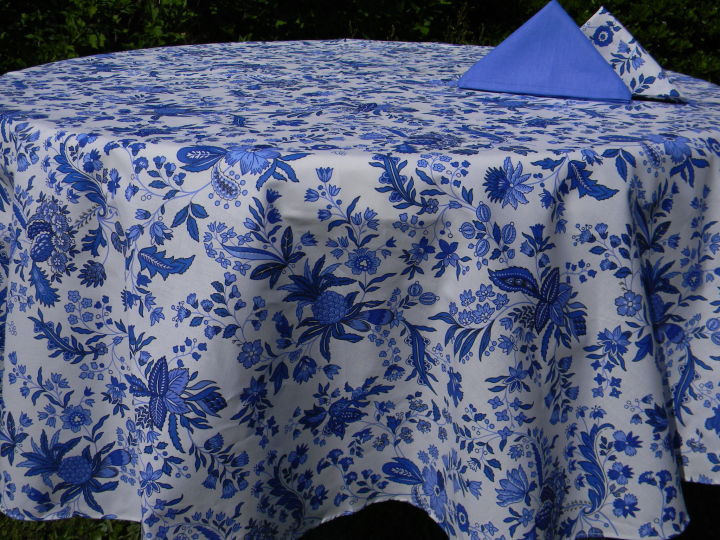 LE CLUNY VERSAILLES BLUE FRENCH PROVENCE COATED COTTON TABLECLOTH 60/" x 96/"
