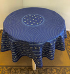 Provence Coated Cotton Round Tablecloths - Palmette Blue