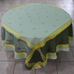 Jacquard Weave French Tablecloth - Olive Tree Green